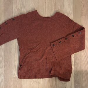 Rust Button Sleeve Sweater